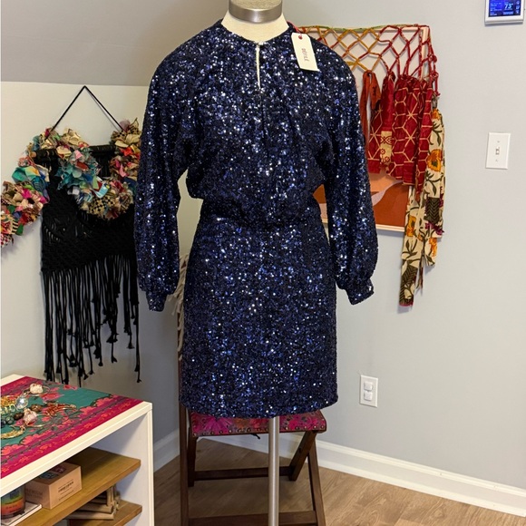 NWT - Zadig & Voltaire - Defile - Navy Sequin Mini Dress - Small - Picture 2 of 11